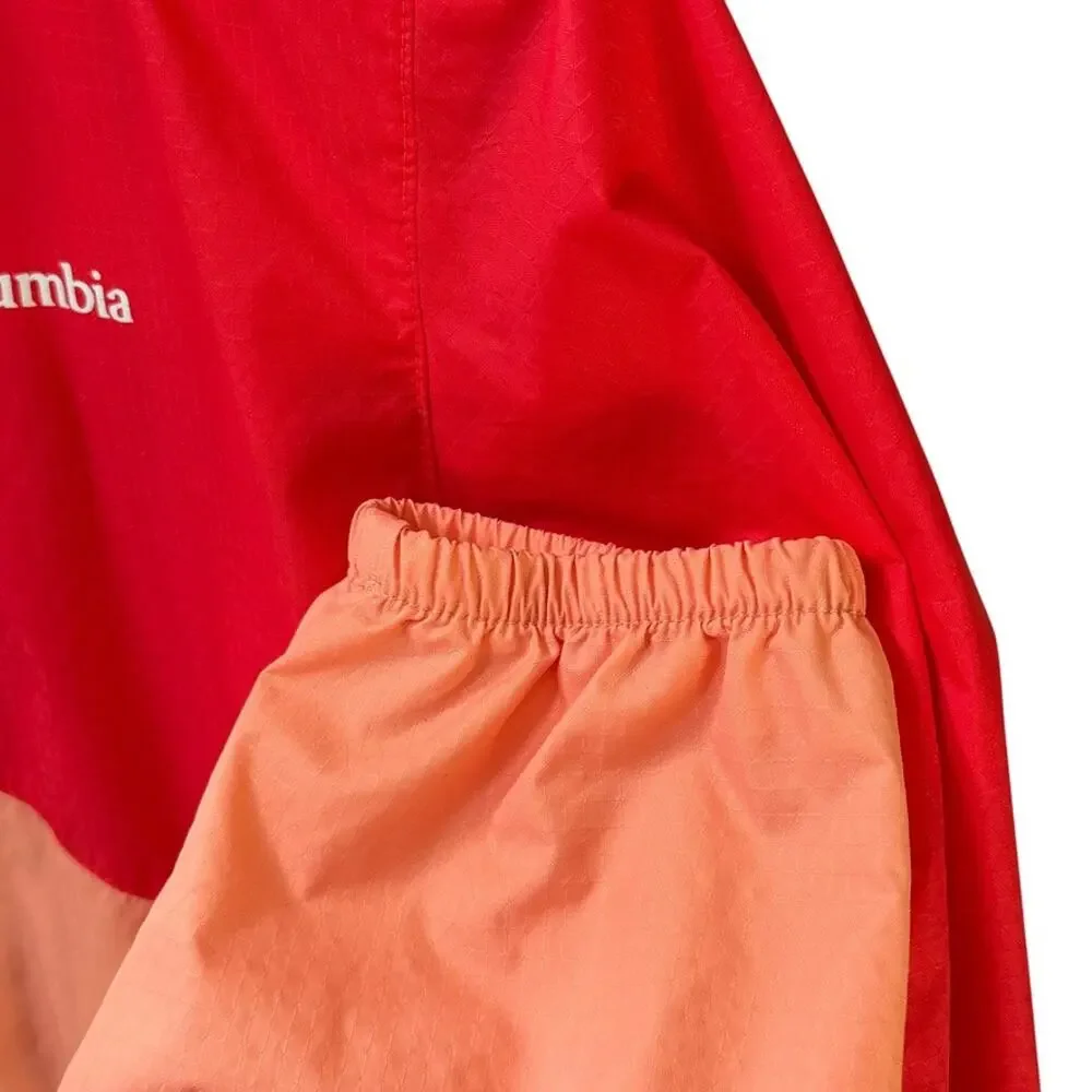 Columbia Jacket Girls Size L 14/16 Rain Zilla Pink Orange Colorblock Windbreaker